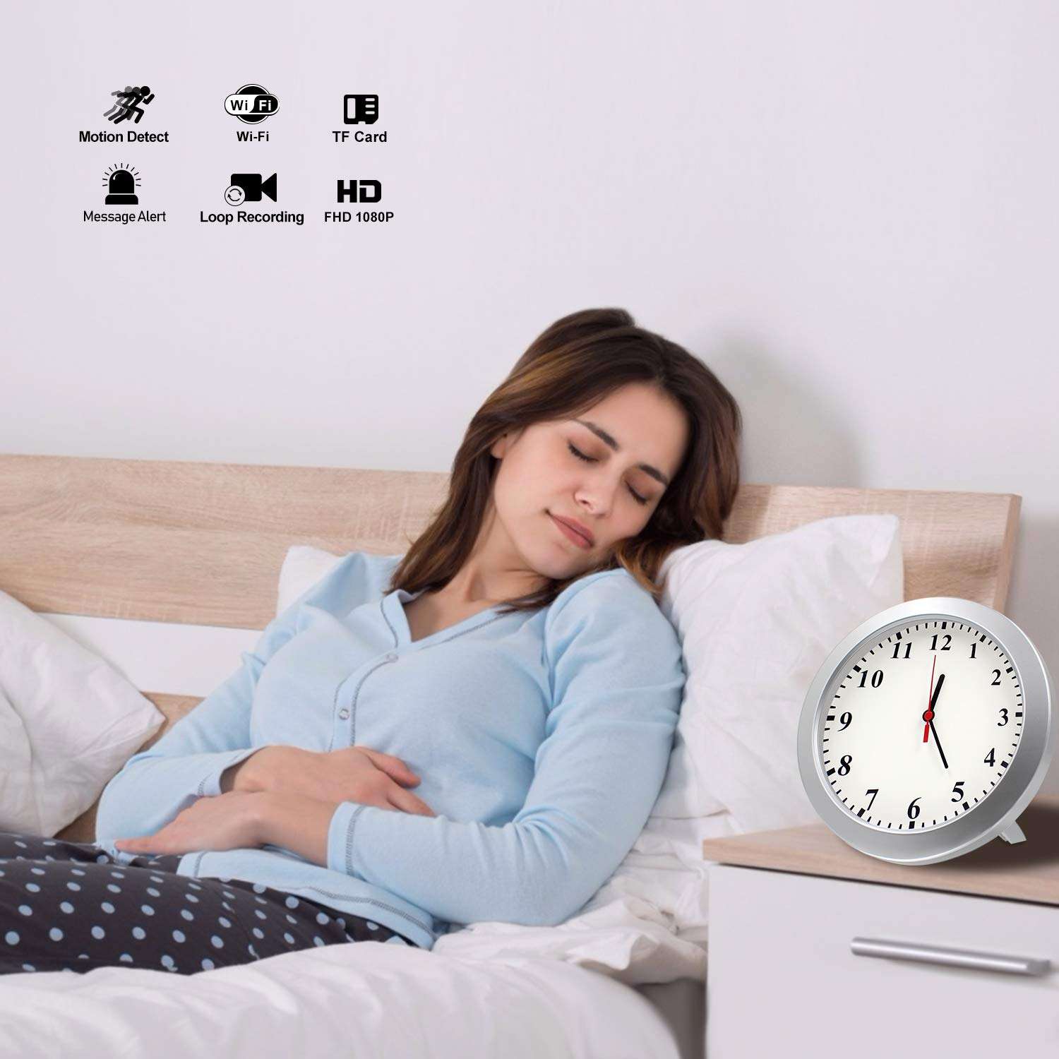 Pelay Hidden Camera, WiFi Wall Clock Camera HD 1080P Spy Camera Wireless Security Surveillance Camera Motion Detection and Video Recoder, Nanny Cam for Home/ Apartment/Office 6