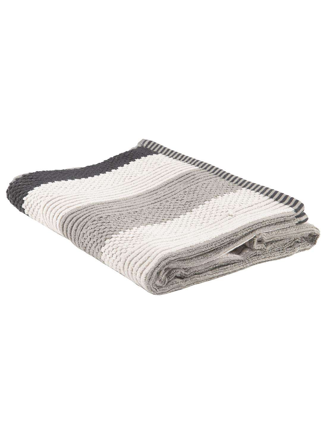 Turkish Bath Cotton Premium Stripe 500 GSM Solid Bath Towel (Grey) 4
