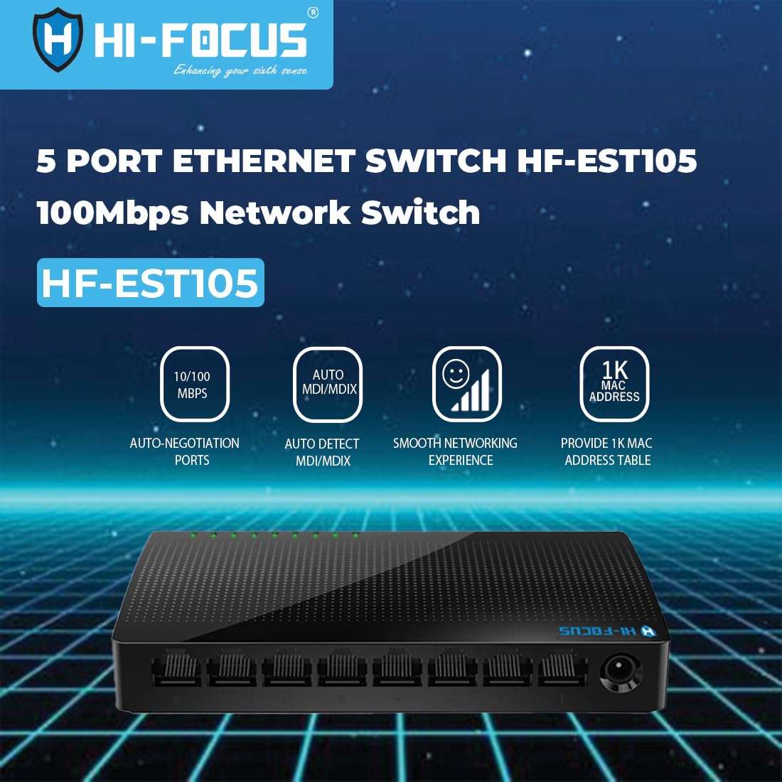 HIFOCUS 8 Port 10/100Mbps Ethernet Switch | Desktop Splitter | Network Hub | Plug and Play | Industry Network Switch 5