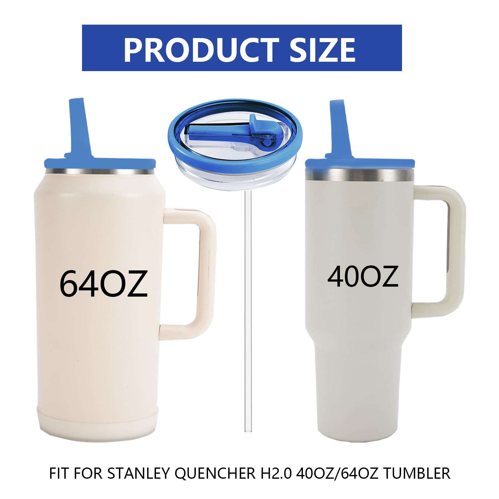Stanley Replacement Leak Proof Tumbler Lid With Straw - Fit For 64oz Adventure Quencher and Quencher 2.0 (Denim, 40oz) 3
