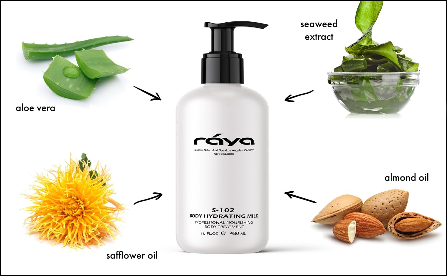 Raya Body Hydrating Milk 16 oz (S-102) | Hydrating, Moisturizing, and Restorative Body Lotion | Rich in Natural Oils, Butters, and Vitamins | Calms and Softens 2