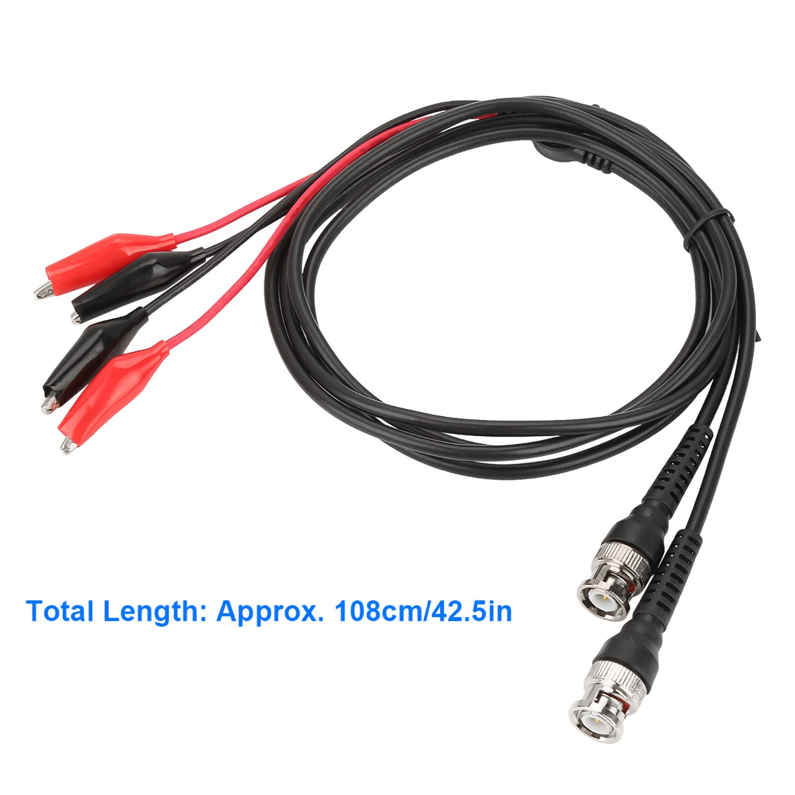 2PCs P1011 Oscilloscope Probe Ground Wire BNC Q9 to Dual Crocodile Clip Test Leads 500V 5A Multimeter Lead Cable 50Ω Mini Oscilloscope Accessories 108cm/42.5in 5
