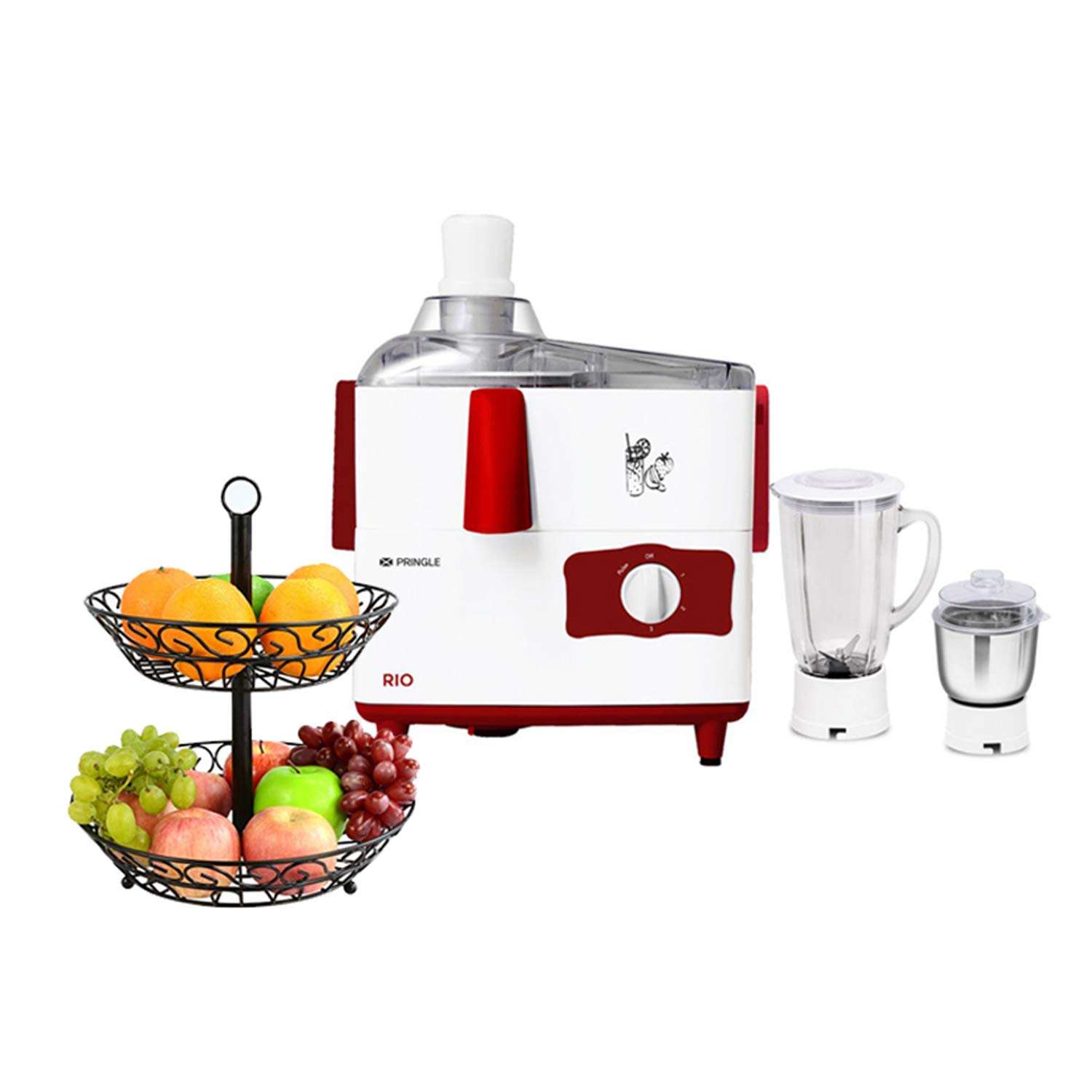 Pringle JMG Rio 500-Watt Juicer Mixer Grinder with 2 Jars (Cherry) 3