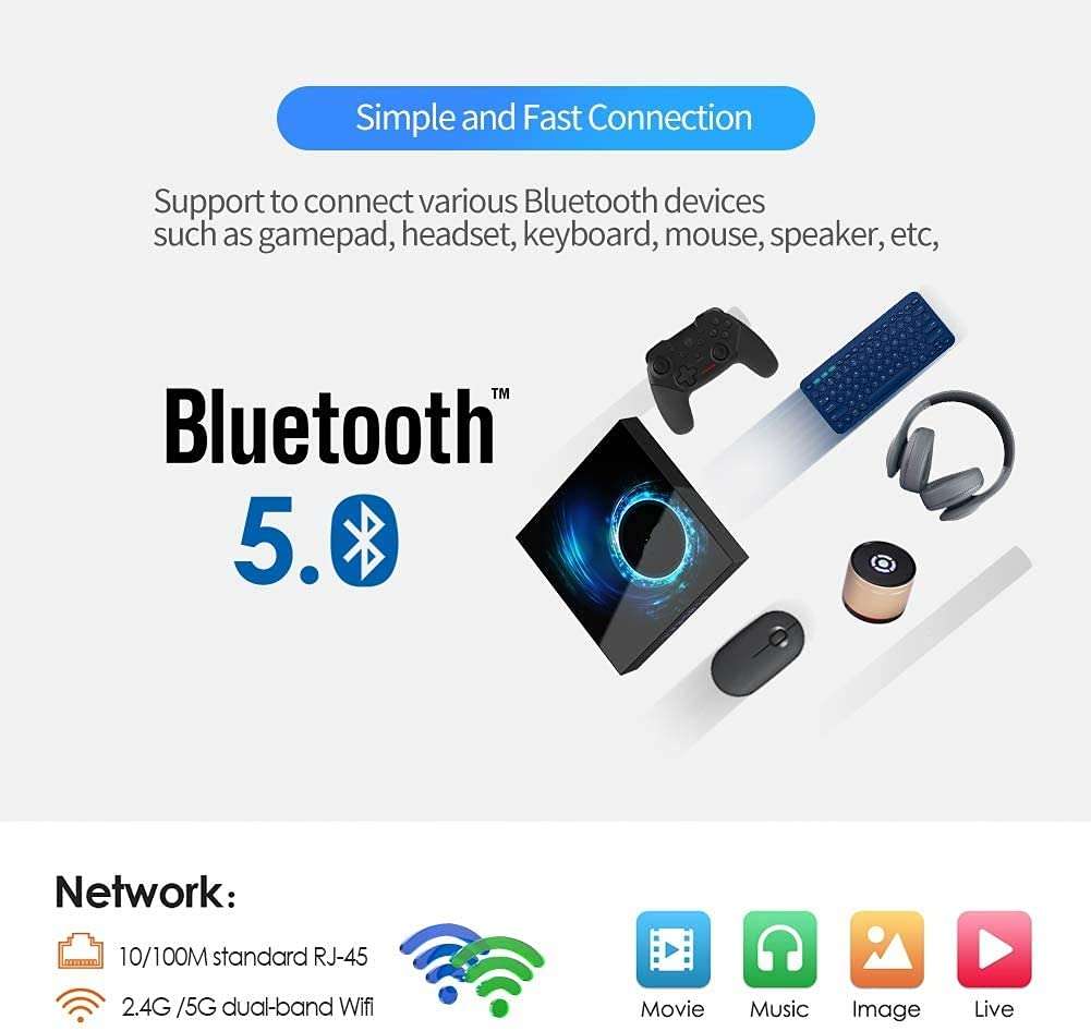 AJUK® Mini PC Box with with 4K Display,Bluetooth, Android 10, 4GB Ram 32 GB ROM, H616 Quad Core Processor, H.265 Decoding,Support 2.4G/5.0G Dual WiFi 2