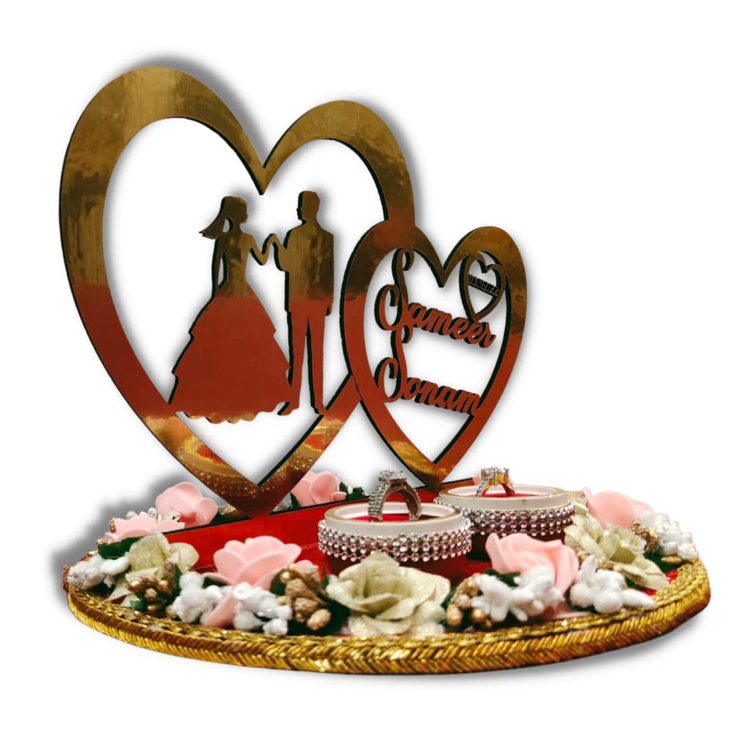 Unique Palette Personalized Engagement Wedding Ring Platter | Wedding Ring Platter | Marriage Décor | Engagement Tray (Style-1) 6