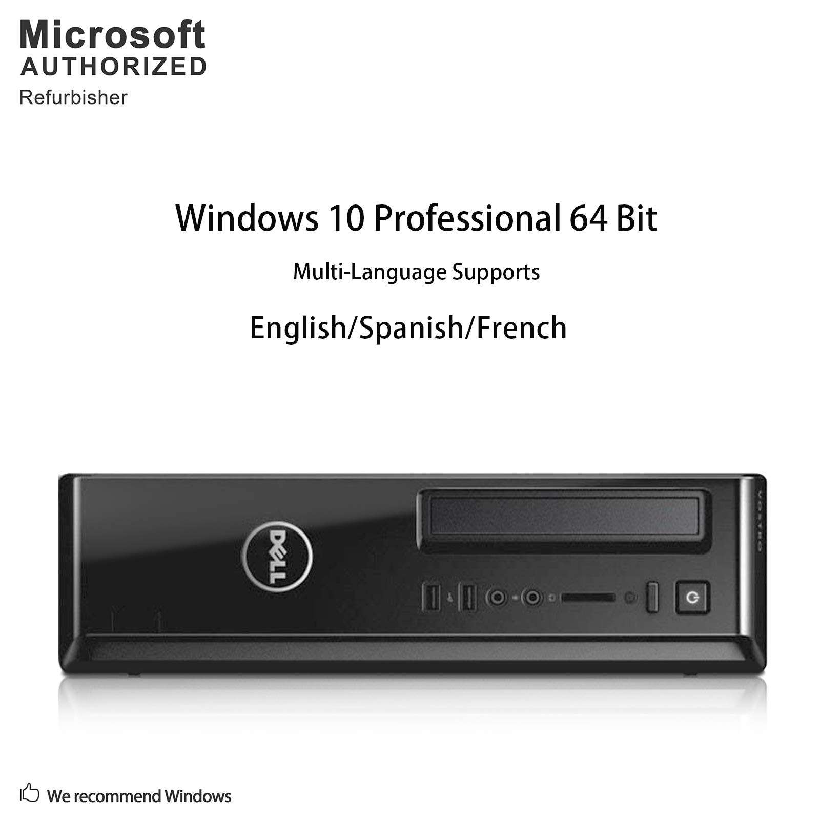 Dell Vostro 3800 Desktop Computer, Intel Quad Core i5-4570 up to 3.6GHz, 12G DDR3, 512G SSD, DVDRW, WiFi, Bluetooth, HDMI, VGA, Keyboard, Mouse, Win10 Pro 64 Supports English/French/Spanish(Renewed) 2
