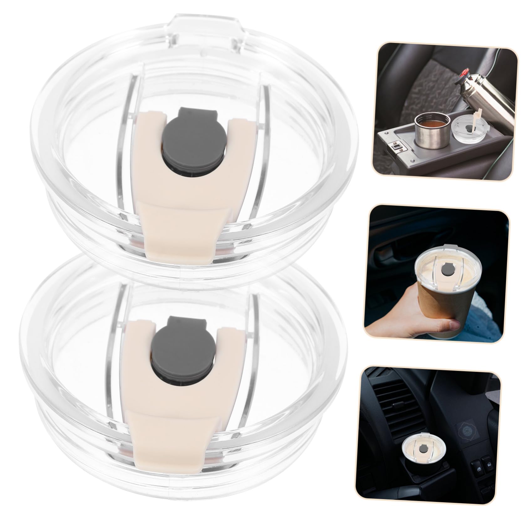 FELTECHELECTR Tumbler Shot Dispenser Lid Leak-proof Airtight Insulated Cup Cover White 2 Pack 4