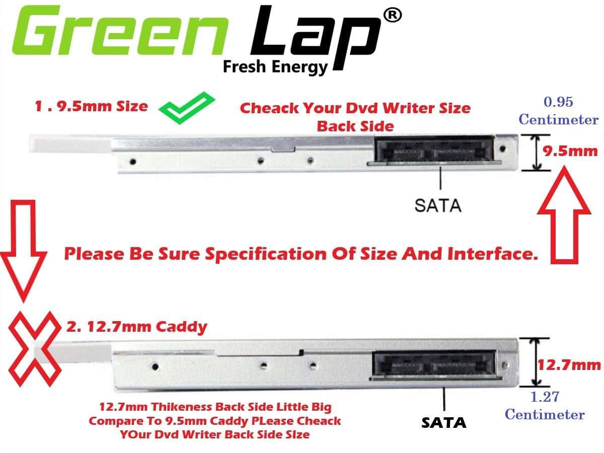 Green Lap Sata Optical Ultra Bay 2nd Hard Drive Caddy for 9.5mm Universal CD/DVD Slot | Harddisk Casing | Caddy Tray 4