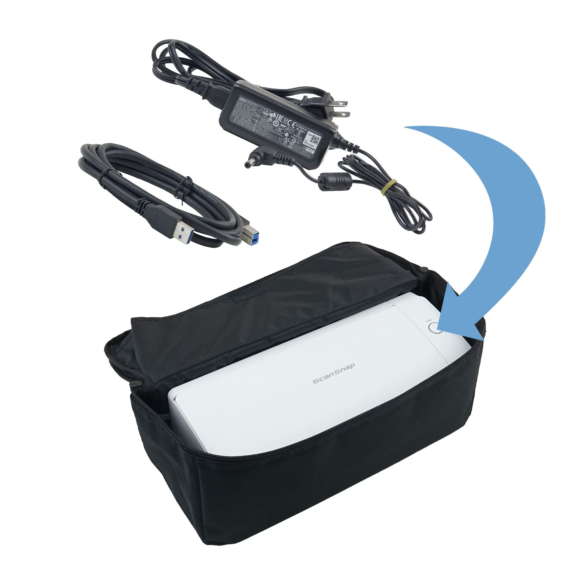 Compact Document Scanner Carrying Case – Travel Bag for Fujitsu ScanSnap ix1300, Plustek, Epson and Brother Scanner use. Dust-Proof, Anti-Static, Dust Cover & Protector. 4