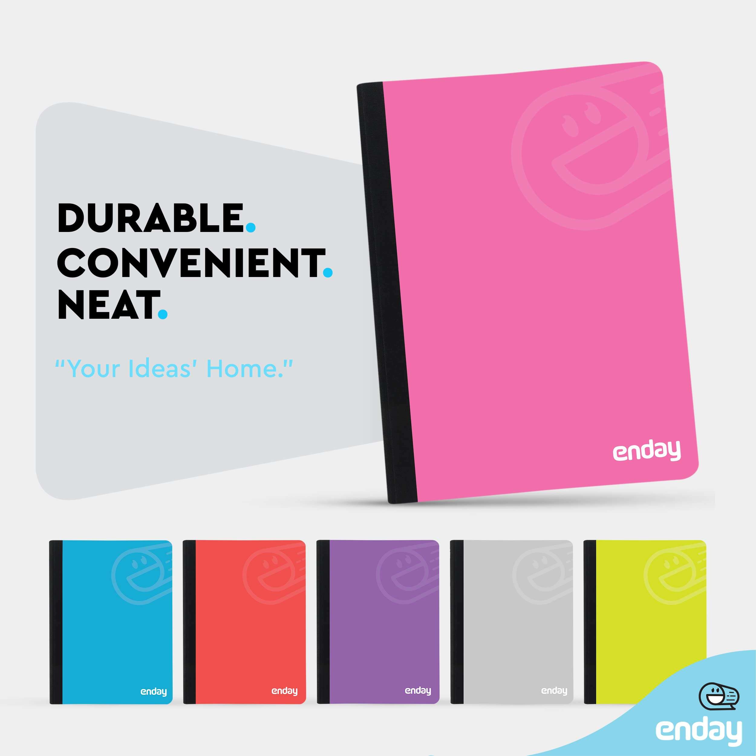 Enday Composition Notebooks Wide Ruled Paper, Hard Cover Composition Notebook, Premium Lined Composition Books, 100 Sheets Ruled Notebook, Pink and Yellow (2 Pack) 5