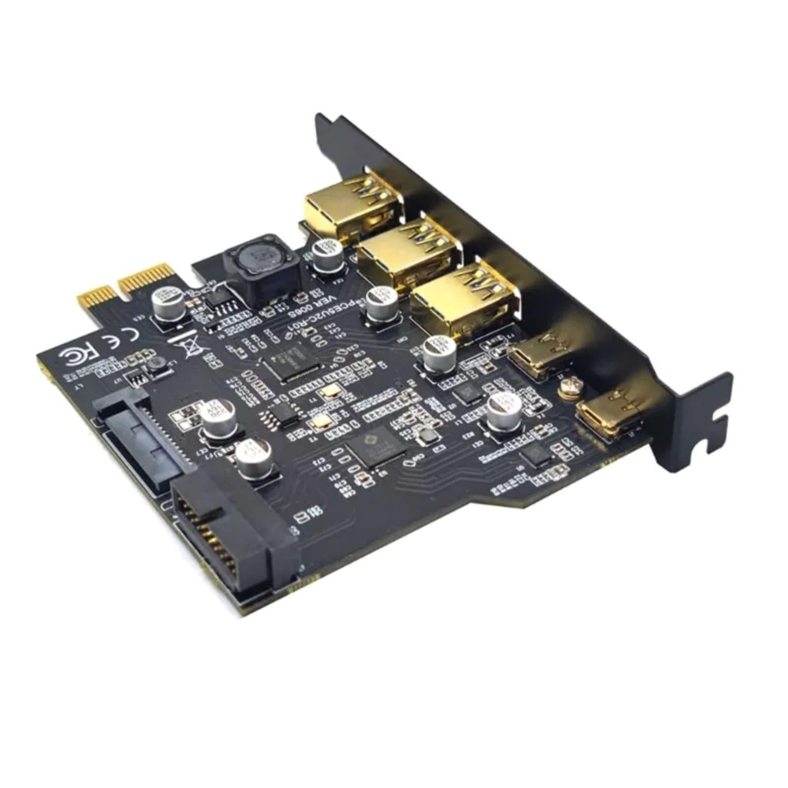 3*USB-A+2*Type-C Expansion Card, 19 Pin Socket Expansion Card 5