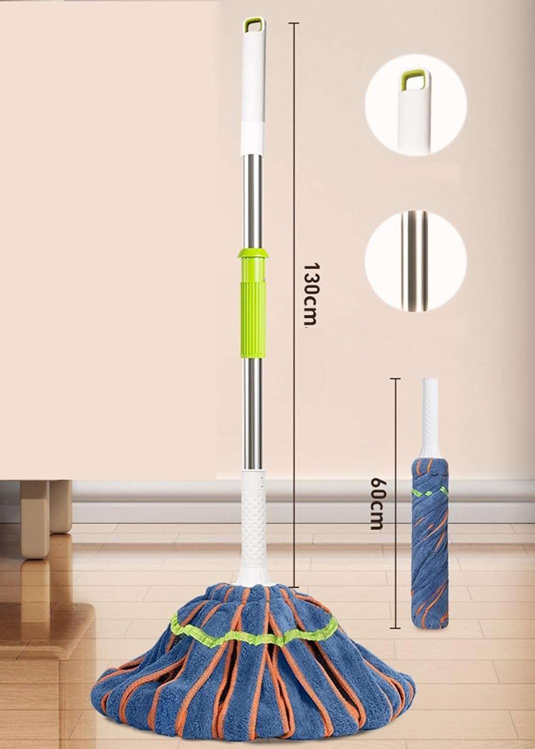 Microfiber Self-Wringing Twist Mop with Extendable Telescopic Handle, Floor Cleaning Mop, Floor Cleaner for Tile, Hardwood & Laminate, Hang-Up Storage Design 4