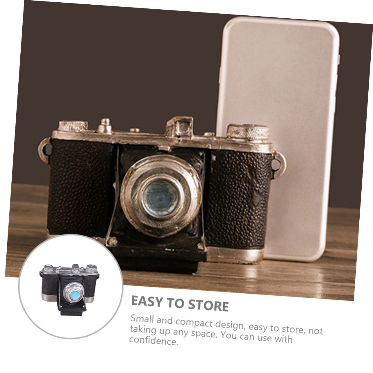 BIUDECO Retro Bauble Process Vintage Camera Retro Decoration Camera Props Tabletop Decor Miniture Decoration Camera Figurine Miniature Camera Old Camera Prop Synthetic Resin Black 5