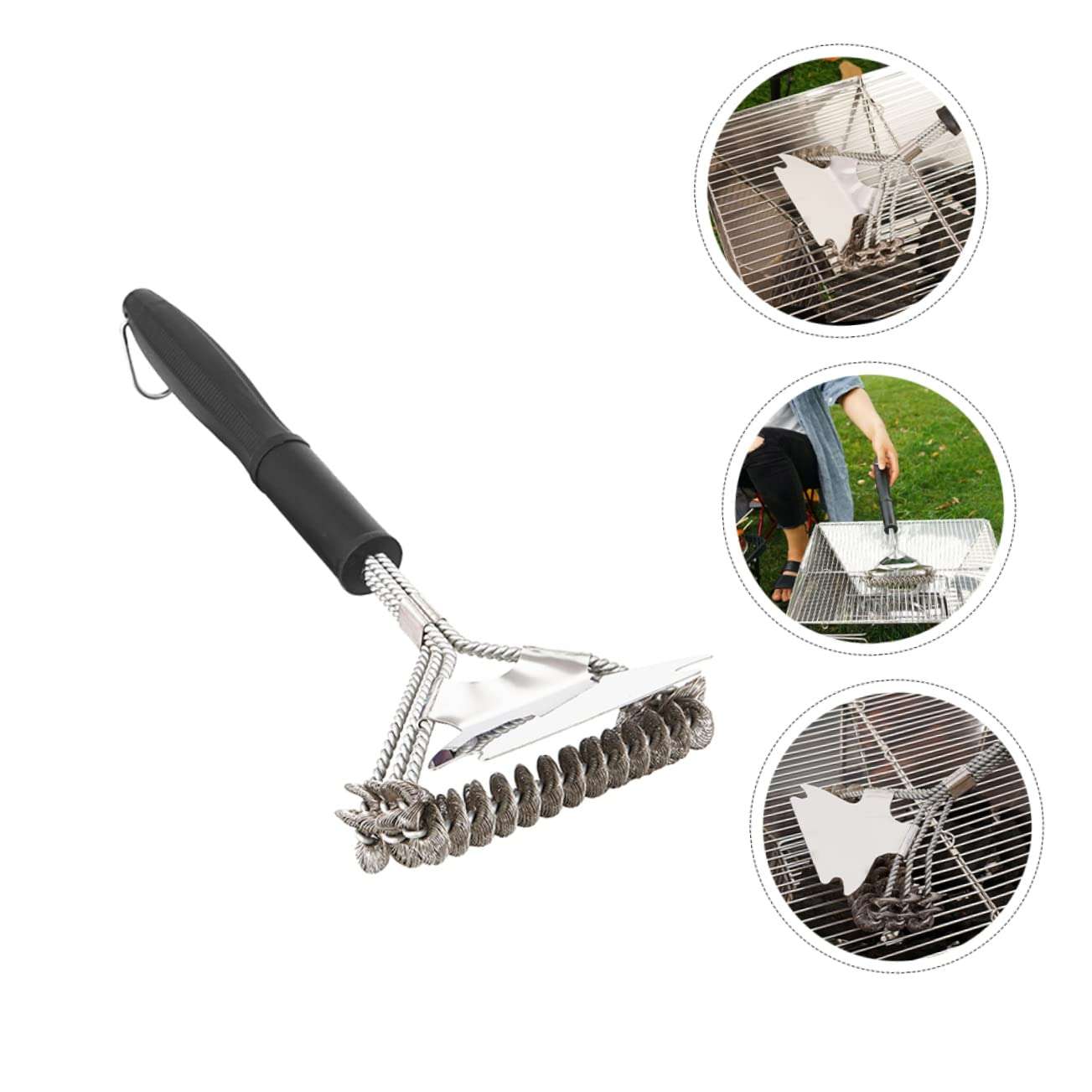 KESYOO 1pc Grill Brush Grill Steam Cleaner Brush Heavy Grill Scrubber for Outdoor Grill Cleaning Kit Accessories Tools Steel Grill Rack Cleaner Bristle Grilling Grill Cleaner 430 Spatula 5