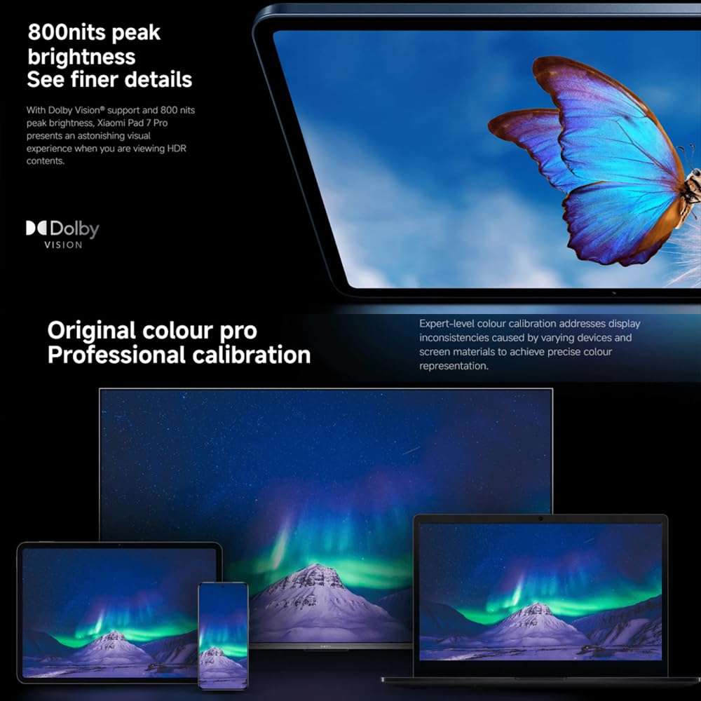 XIAOMI Pad 7 Pro Ai WiFi Version Global (No Calls or Text) 11.2 inches 3.2K 144Hz 8850mAh Bluetooth 5.4 Four Speakers 50 Mp Cam Model 24091RPADG (Green, 256GB + 8GB) 4