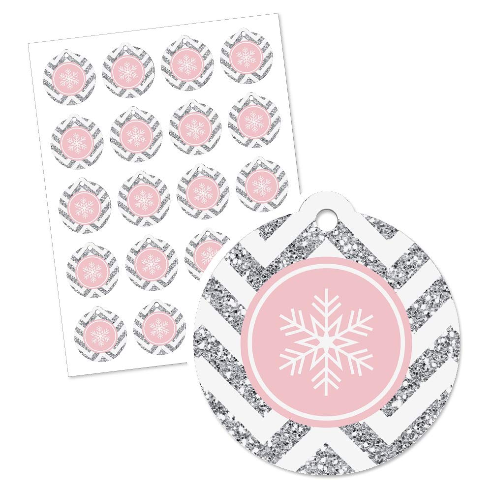 Big Dot of Happiness Pink Winter Wonderland - Holiday Snowflake to and from Favor Gift Tags (Set of 20) 5