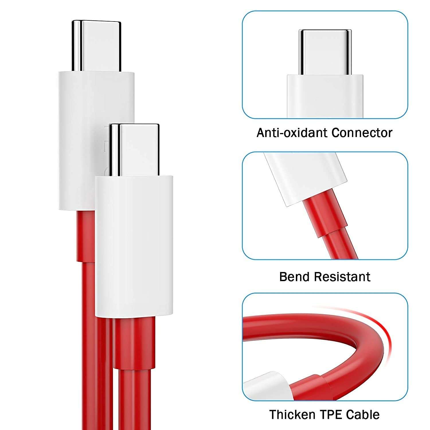 Type C to Type C USB Cable for vivo iQOO Z1, vivo iQOO Z 1 USB C to USB C Fast Charging Type C Cable Tough Unbreakable material, 60W PD | USB Type-C to Type-C 60W Fast Charging Data cable for Smartphone- Red, LKS|7 2