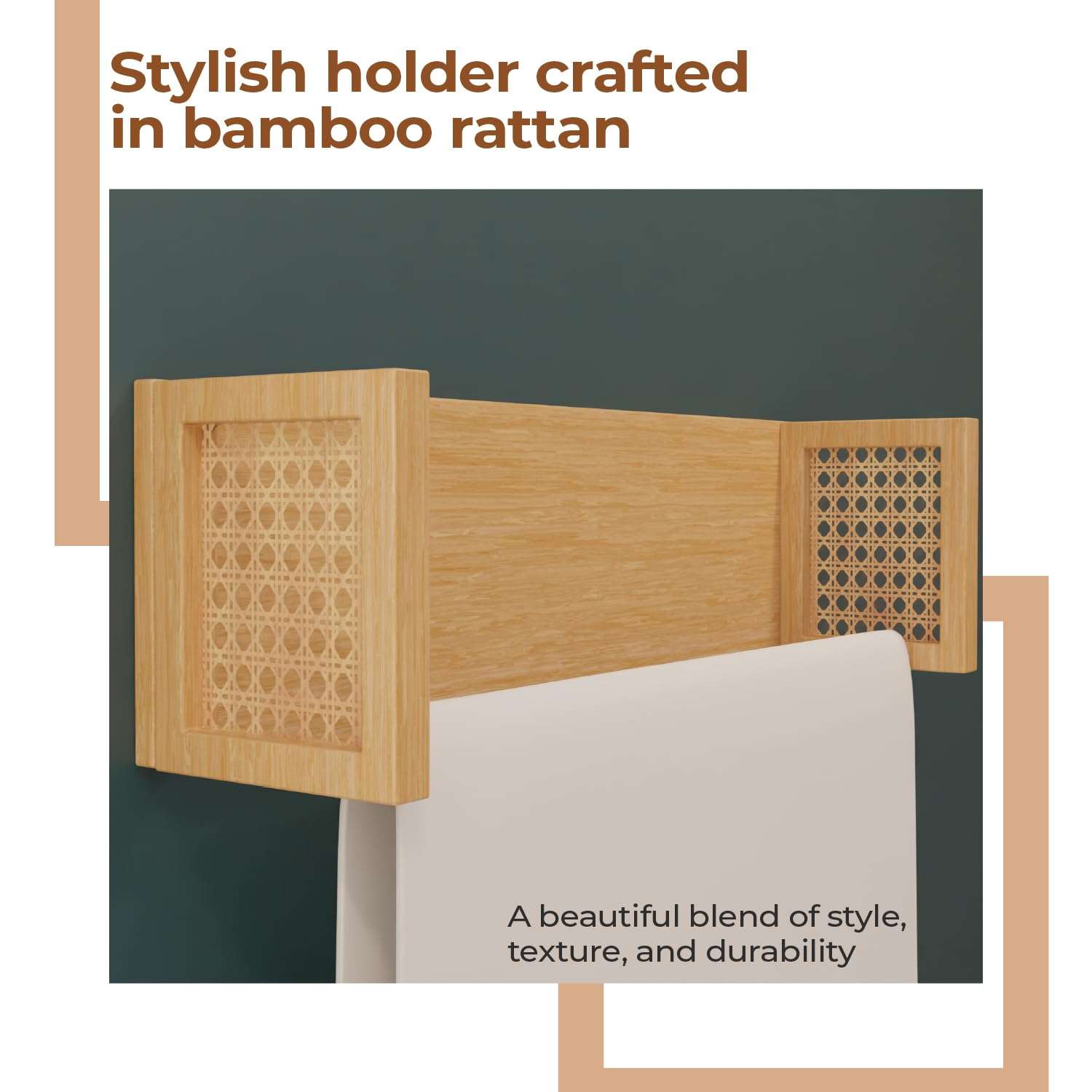 Lifelong Towel Holder for Bathroom | Durable & Stylish Bamboo Rattan Bathroom Towel Rack & Hanger | Solid & Multipurpose Stand & Organizer for Towels, Clothes, Bath Accessories (17Inch) 5