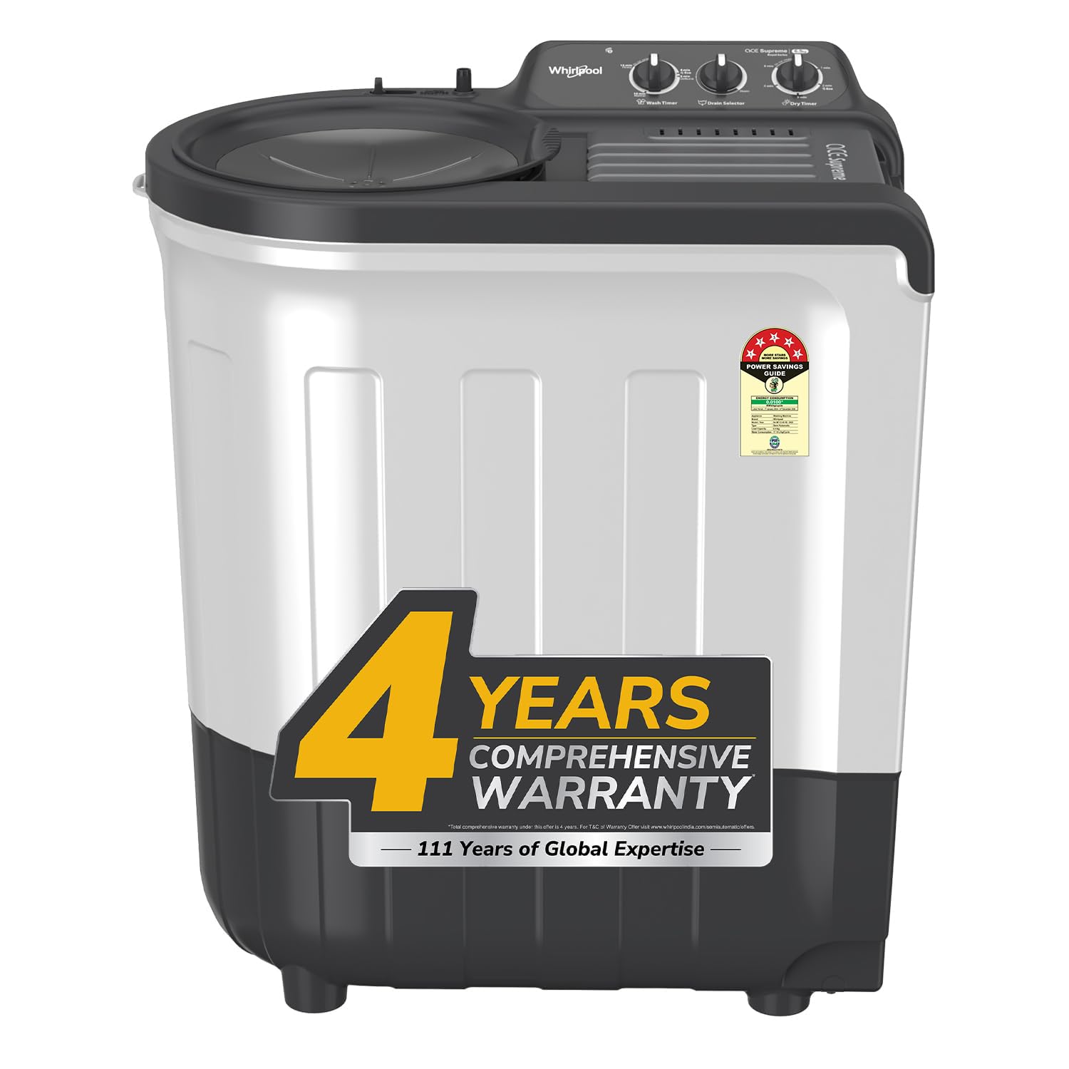 Whirlpool 6.5 Kg 5 Star Magic Clean Semi-Automatic Top Loading Washing Machine (MAGIC CLEAN 6.5 GREY, 4 Year Comprehensive Warranty, 1400 RPM Motor, 5 Year Motor Warranty)