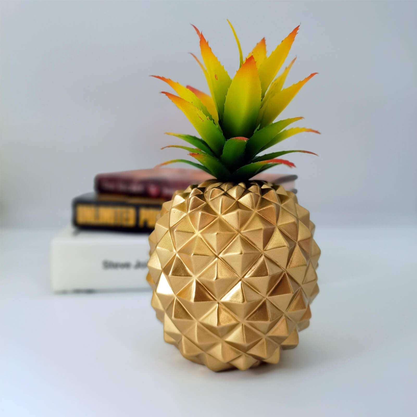 BLASCOOL Artificial Succulent Potted Pineapple Decor - Fake Pineapple Home Office Kitchen Table Decoration (Gold) 6