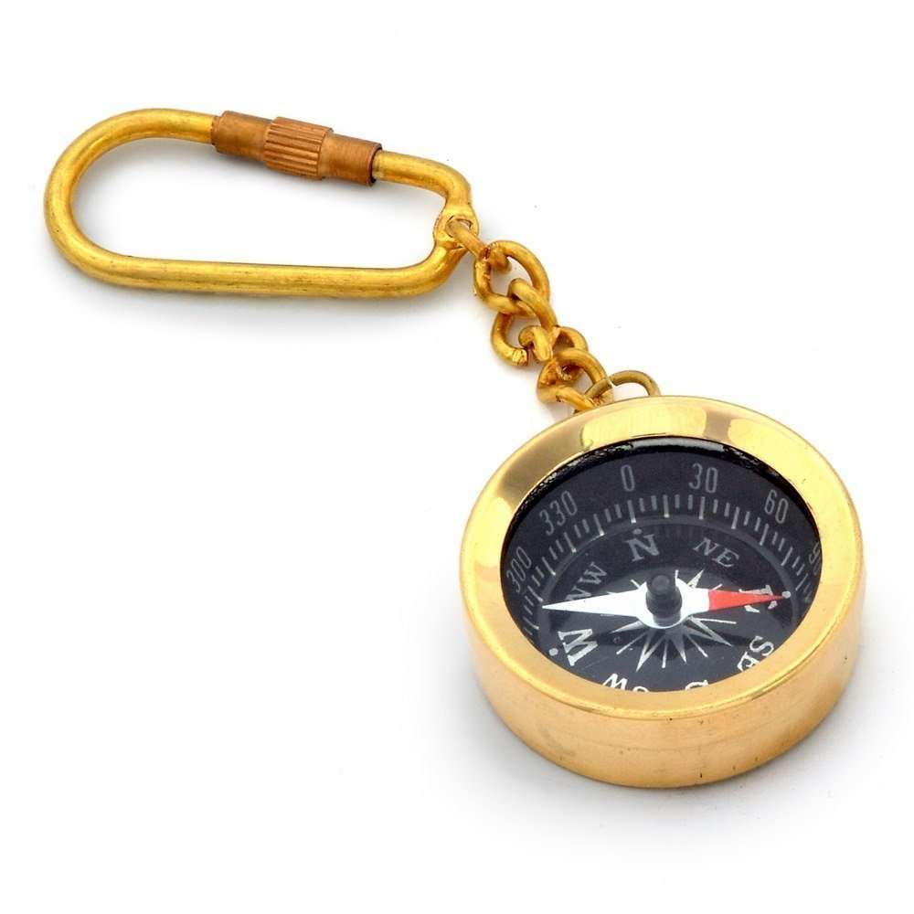 Brass Magnetic Needle Pocket Compass Device with Hook Aluminium Flat Compass 1.5 inches 1