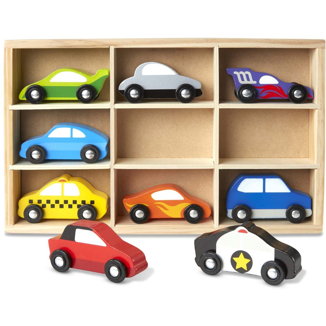 Melissa & Doug Wooden 9-Piece Cars Set Bundle with 1 Theme Compatible M&D Scratch Fun Mini-Pad (03178) 4