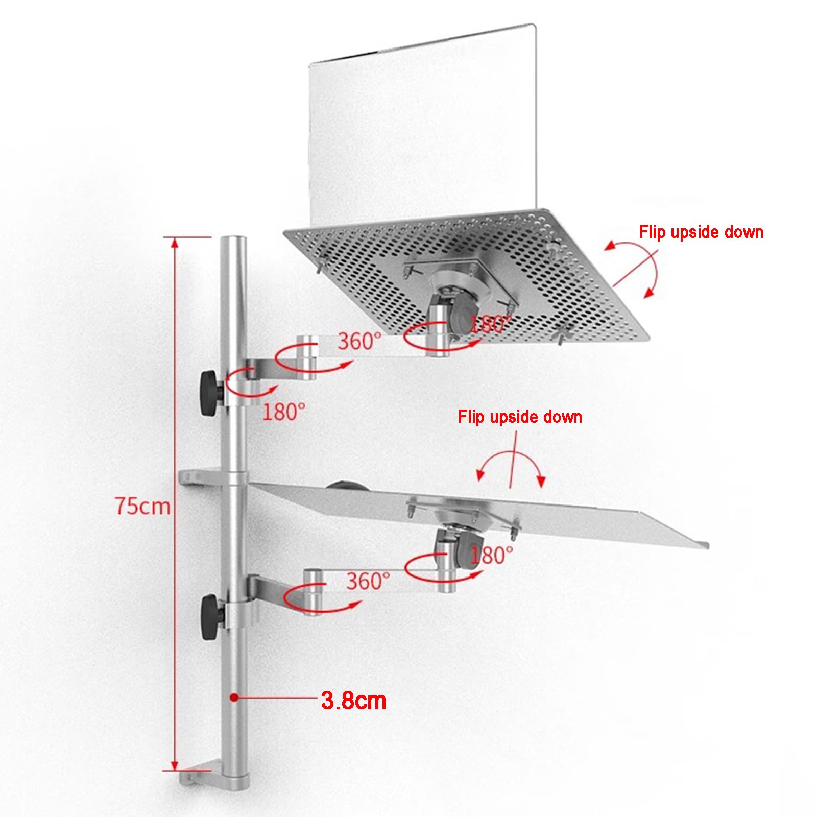 Laptop Wall Mount, Full Motion Adjustable Laptop Extended Arm, Adjustable Height and Angle, Safe Load Capacity 8kg, Fits 10 to 15.6 Inch Screen, for Office, Workstation 4
