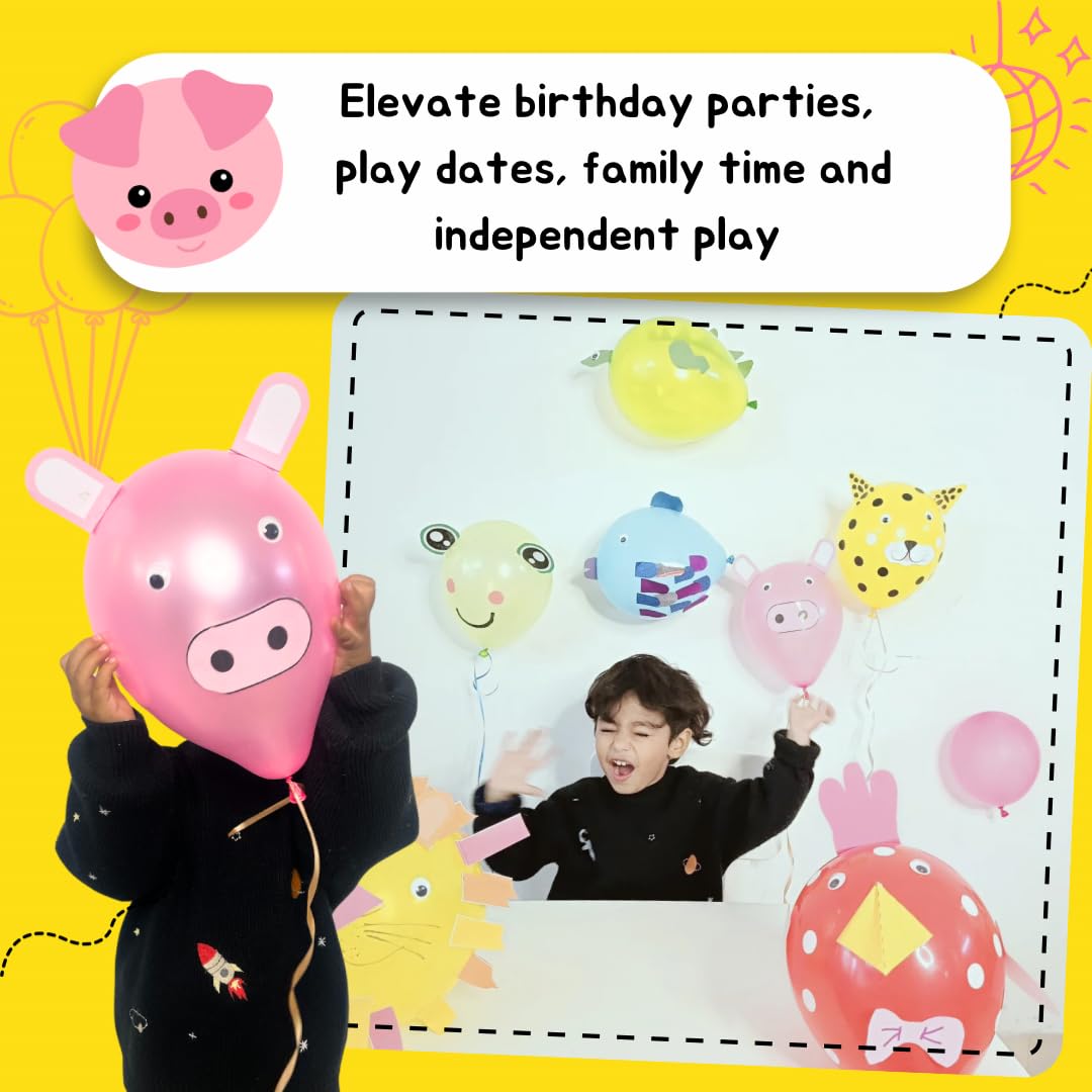 CocoMoco Kids DIY Art and Craft Kit for Kids, Make Your Own Animal Balloons Jungle Party Set, Gift for Girls and Boys, Age 3-8 Year Old, Create 10 Animal Balloons, Return Gift for Kids 5