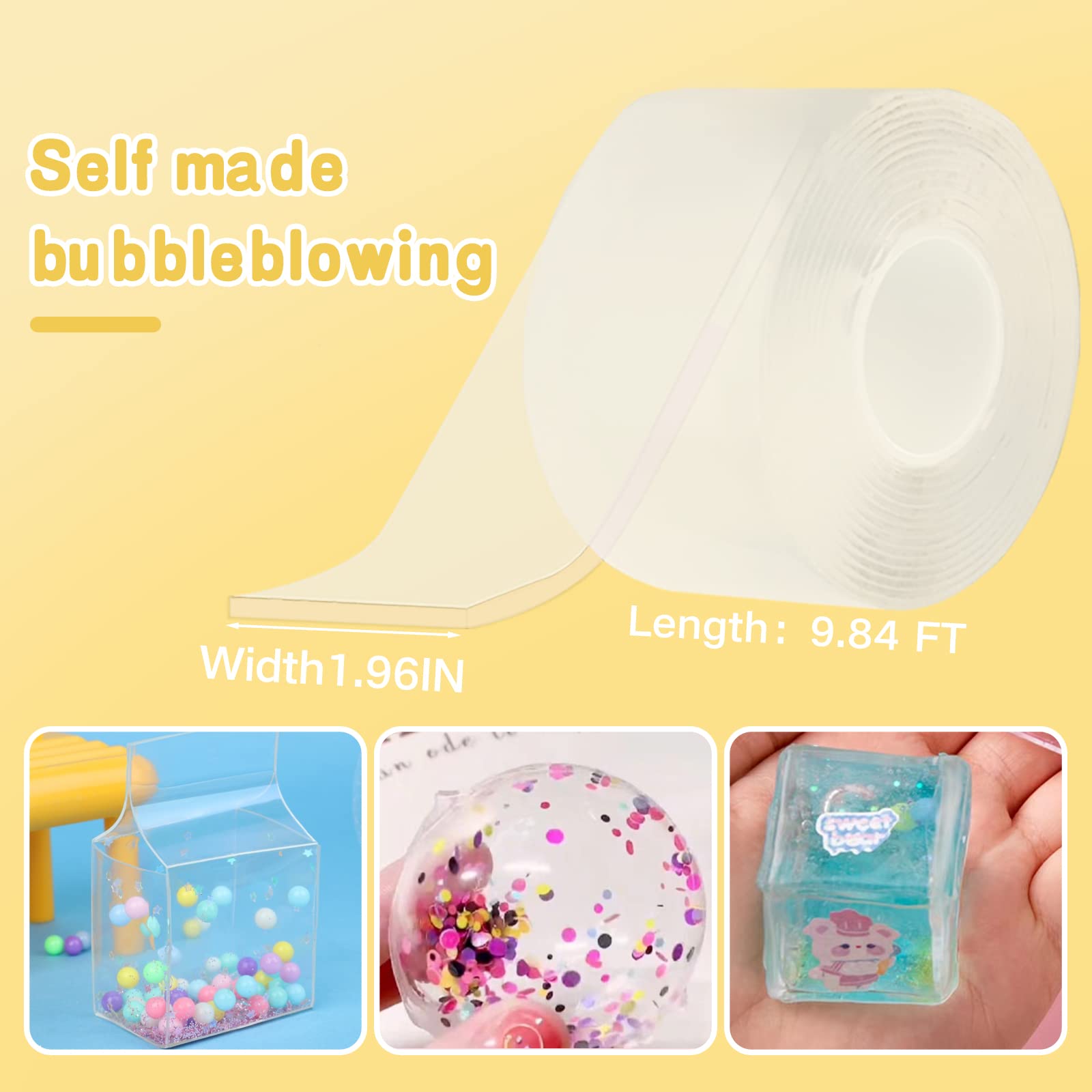 LIYAR Nano Tape Bubble Kit 80 Pack Nano Bubble Tape Kit,2 Roll Nano Tape with Clay Viral Nano Bubble Tape Fidget Toys Adults Girls Toys Party Favors Unique Toys Nano Tape Bubble Kit for Kids 3