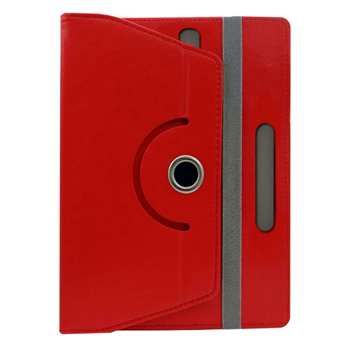 Acm Rotating Leather Flip Case Compatible with Iball Slide Avid Tablet Cover Stand Red 3