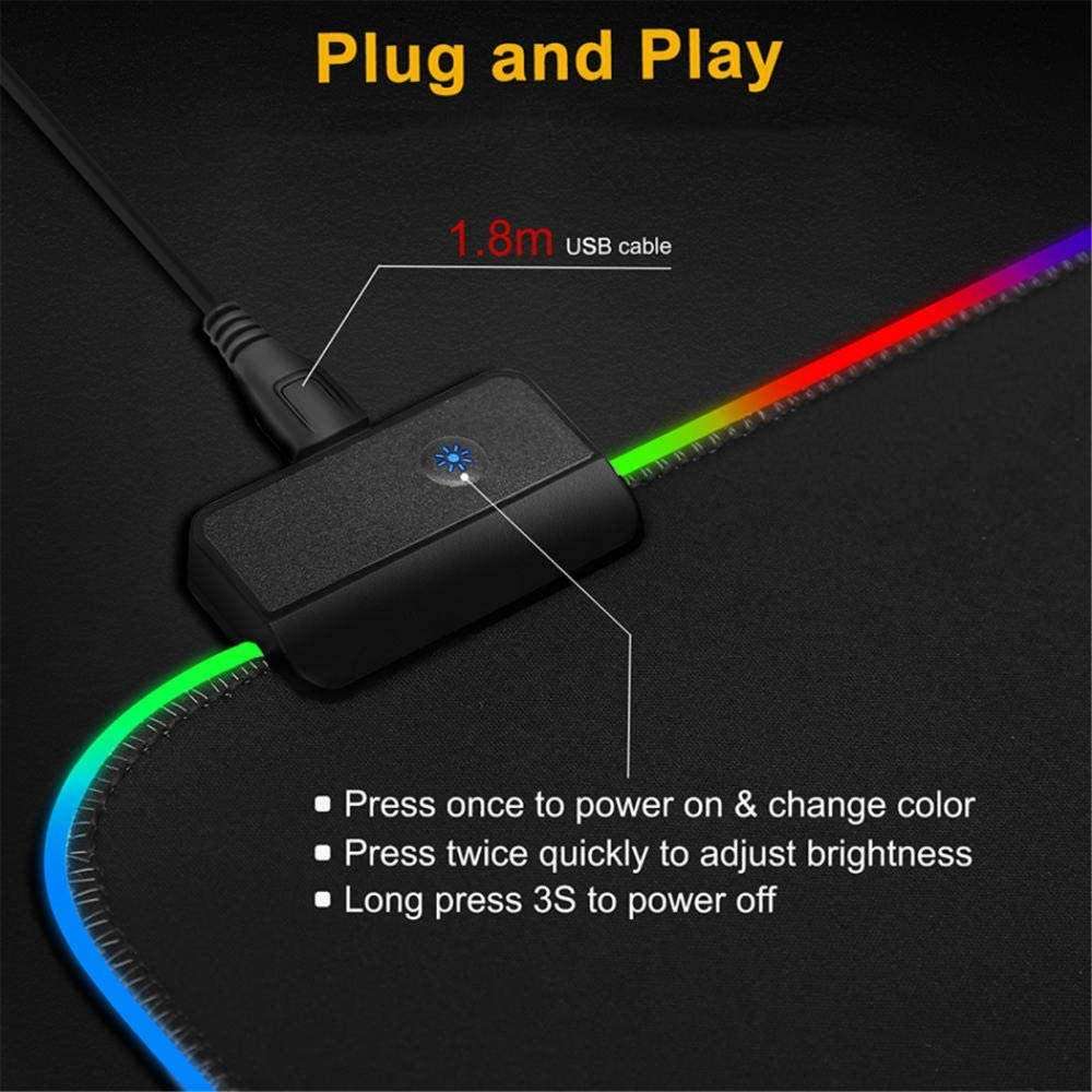 Gaming Mouse Pads Dj Hand Drive Led Gaming RGB Gamer Large Mousepad Lighting USB Keyboard Colorful Desk Pad for Pc Laptop Desktop 700X300mm 6
