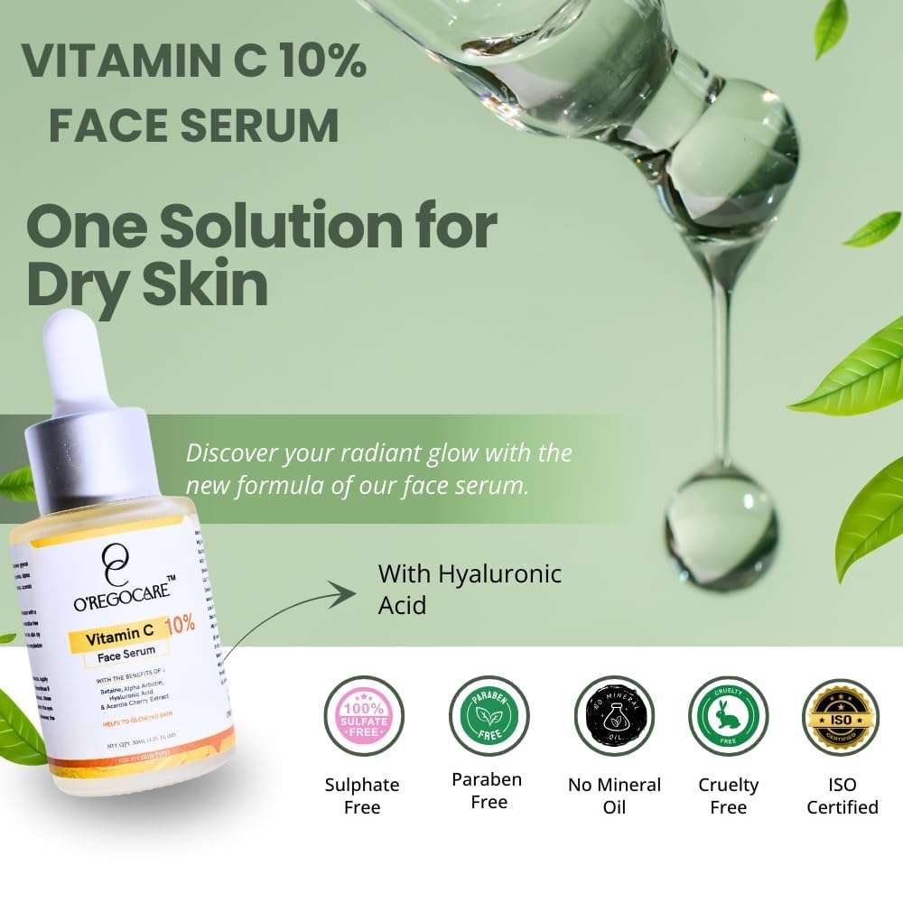 OREGOCARE 10% Vitamin C Face Serum | Helpful in Skin Brightening, Smooths Fine Lines, Firms Skin, Fights Age Spots & Hydrates with Easyliance | For both Men & Women | 30ml, Pack of 1 6