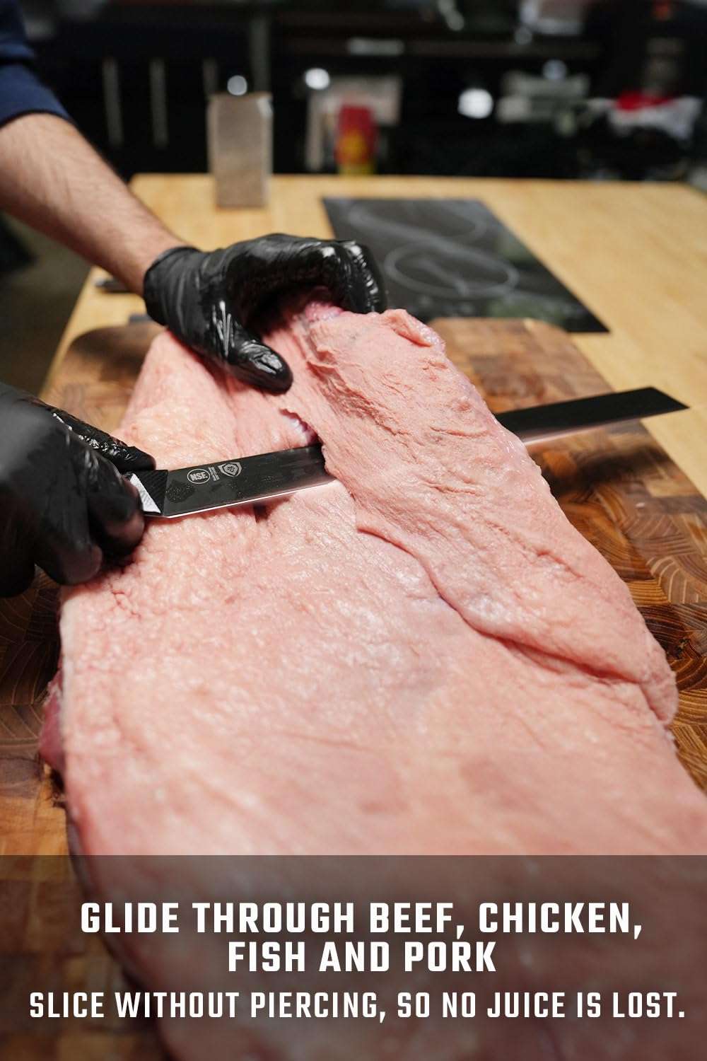 Dalstrong Slicing Knife - 14 inch - Shadow Black Series - Black Titanium Nitride Coated - High Carbon - 7CR17MOV-X Vacuum Treated Steel Carving Knife - Sheath - Kitchen Knife Slicer - NSF Certified 4