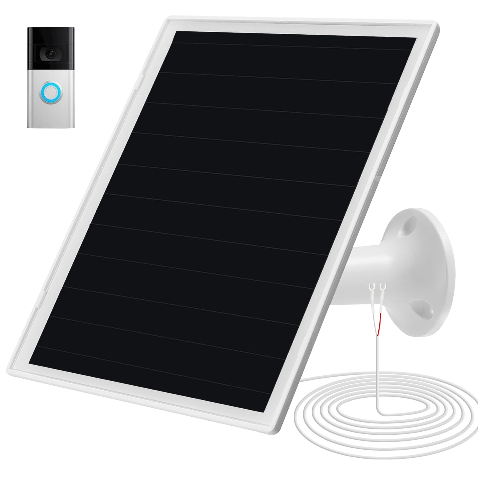 Solar Panel Charger for Ri ng doorbell Camera, Compatible with Ring Video Doorbell 3/3+/4, Battery Video Doorbell Plus, Not for Ring Video Doorbell 2, Waterproof, 6W Fast Charging (1Pack)