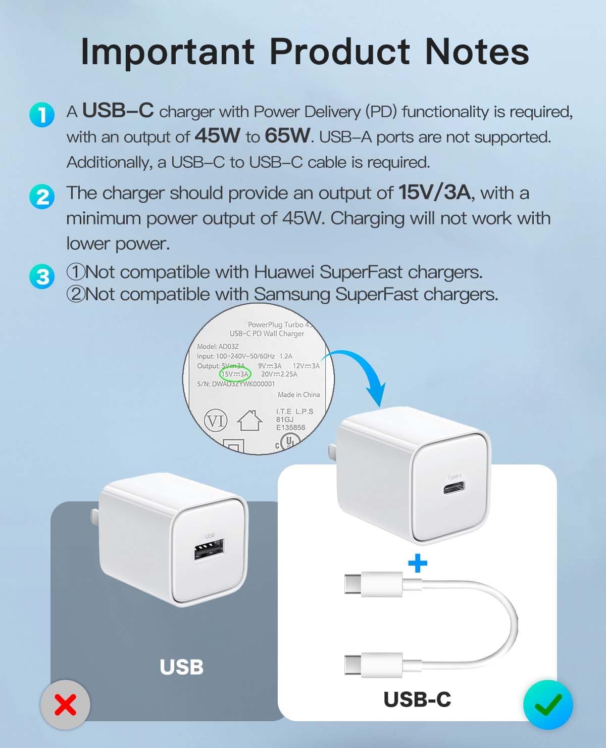 Surface PD Connector to USB-C Charging Adapter,Magnetic PD65W 15V/3A Fast Charging Adapter, for Microsoft Surface Pro7/Pro6/Pro5/Pro4/Por3,Laptop3/2/1/Book2/Book1/Go,Black 4