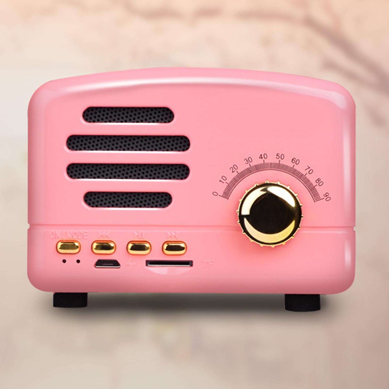 Retro Bluetooth Speaker, Vintage Decor Small Bluetooth Speaker, Powerful Bass Mini Wooden Radio for Kitchen Desk Bedroom Office Party Outdoor Plug in Card (Roseate) 4