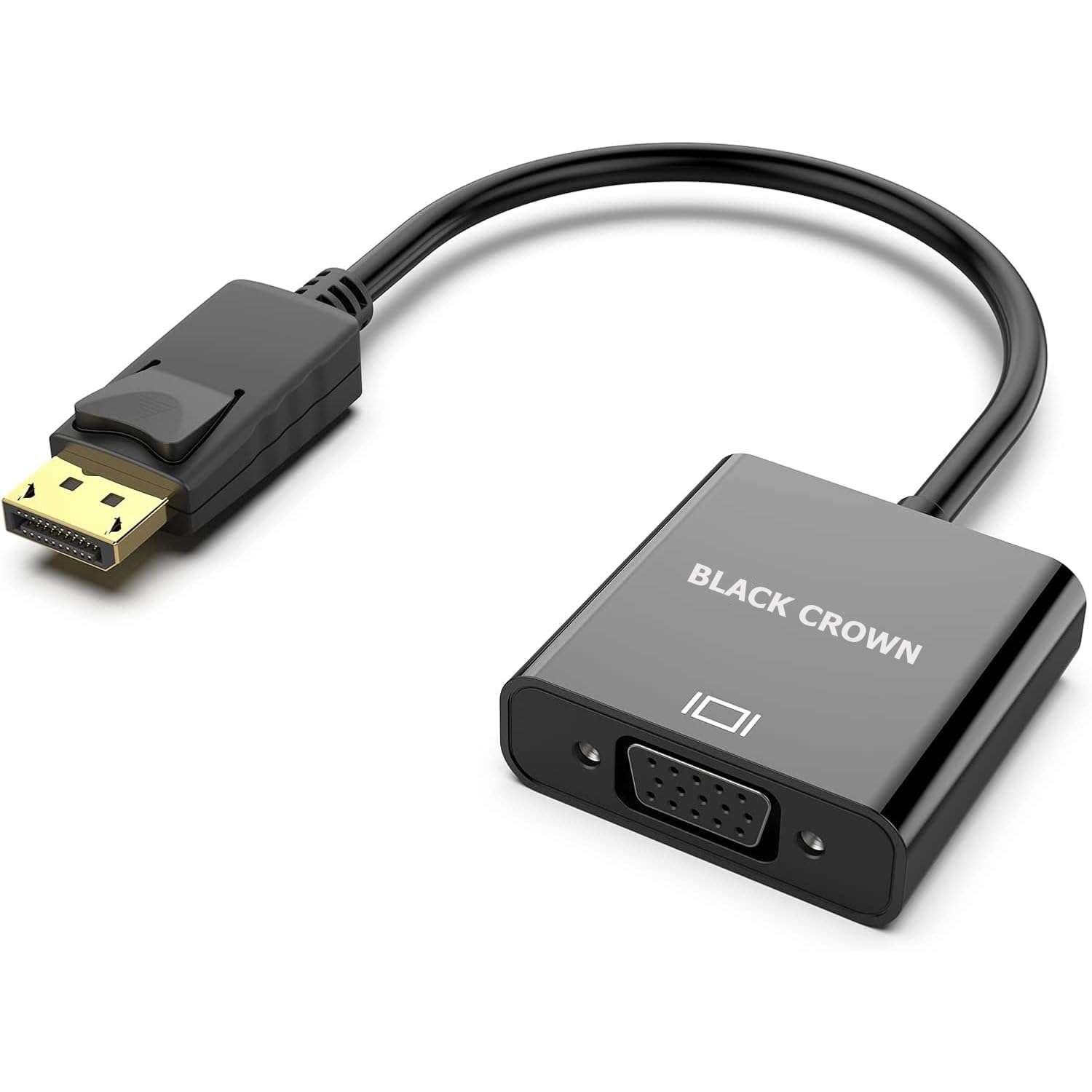 BLACK CROWN DisplayPort (DP) to VGA Adapter, Gold Plated Display Port to VGA Converter (Male to Female) Compatible with Computer, Desktop, Laptop, PC, Monitor, Projector, HDTV etc.(Black) 1