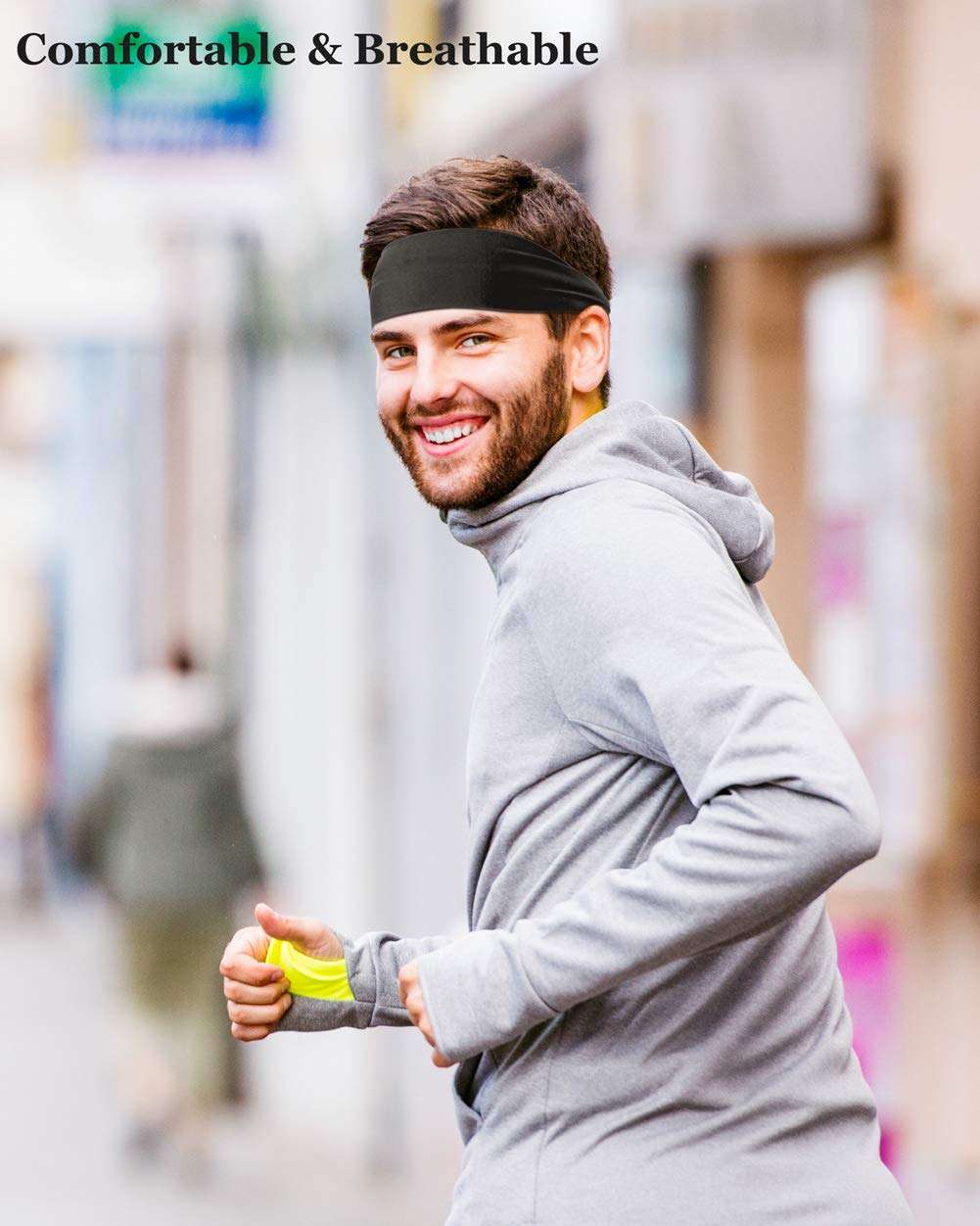 Vgogfly Sweat Headbands for Men Sweatbands for Mens Headband Running Sweat Bands Headbands Men Workout Sports Hairband for Men Thin Fitness Gym Yoga Men Headband Black Blue Army Green 3