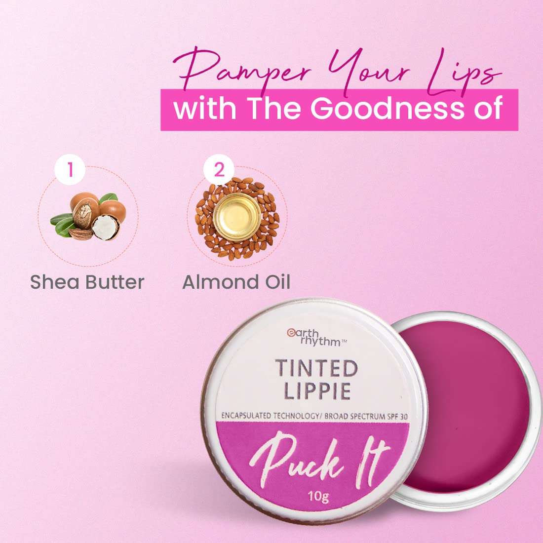 Earth Rhythm Tinted Lip Balm & Cheek Tint with SPF30 - Girl Gang, Nourishes & Hydrates Dry Chapped Lips, Provides UV Protection, with Shea Butter & Almond Oil, Chemical & Paraben free - 10 gm 3