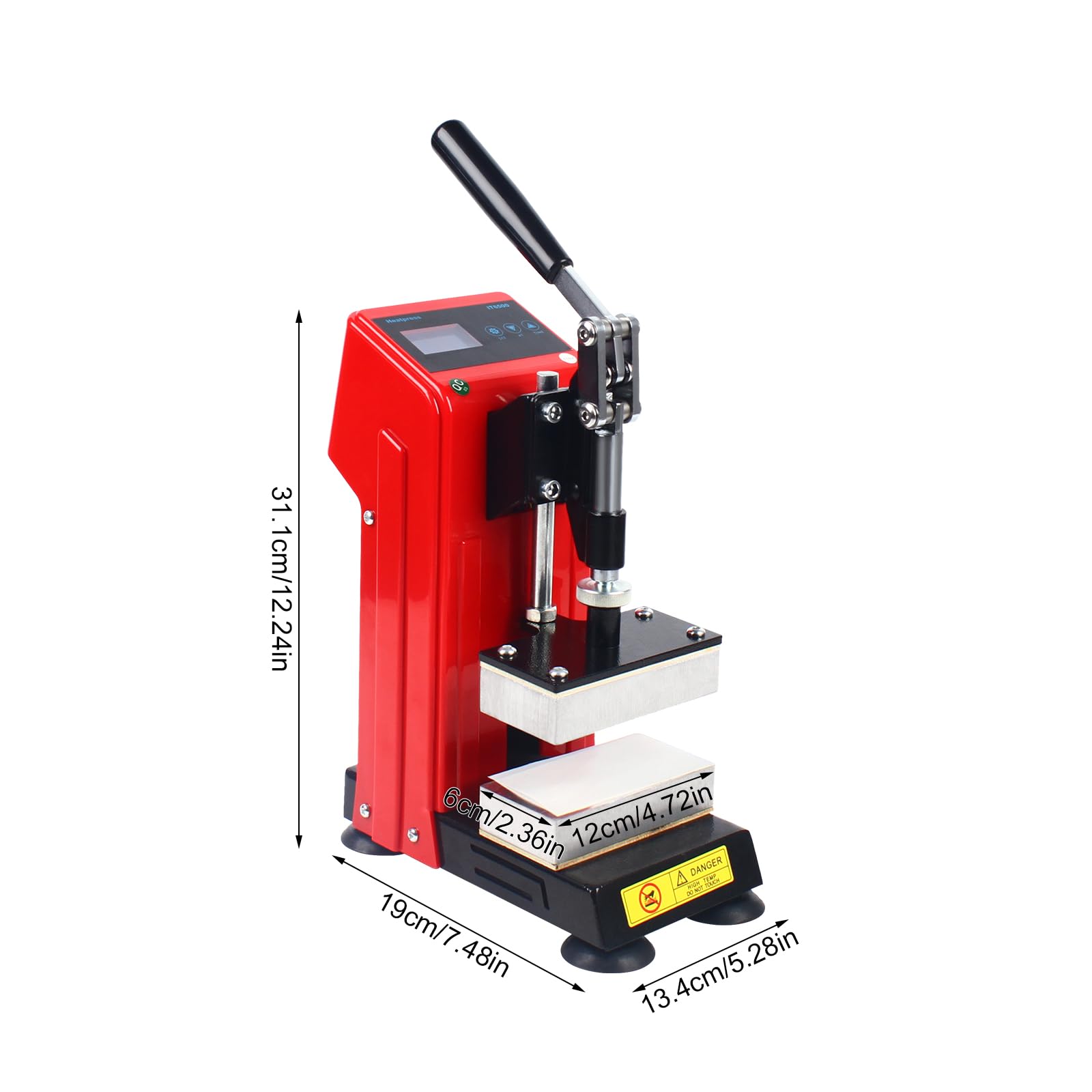 Manual Heat Press Machine,110V 400W Mini Dual Heated Plates Hot Press Stamping Machine with LCD Controller, 0~450℉ Portable Mini Manual Heat Presser for Leather T-Shirts Bags, Red 5