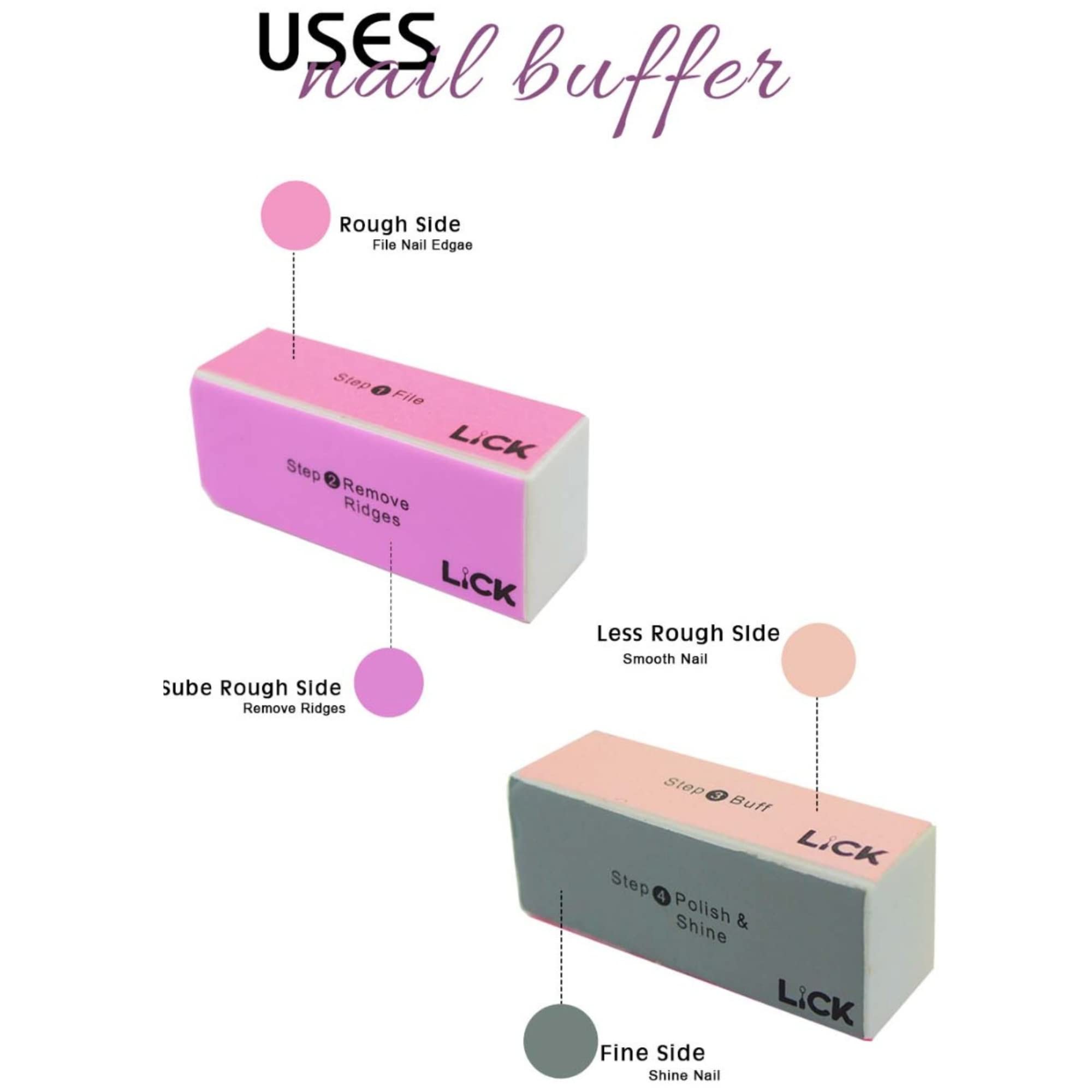 Lick 4 Steps Professional Care Manicure Pedicure Nail Block Buffer Sanding Buffing (Combo of 2) 6