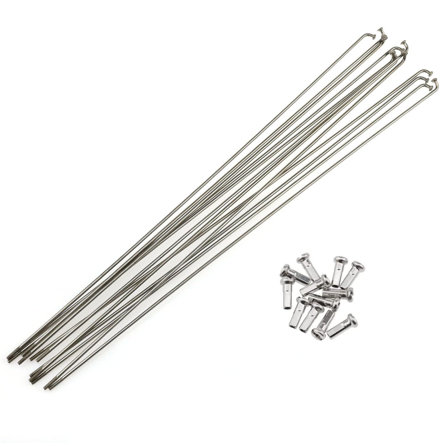 AYLIFU 12 PCS 14G Bicycle Stainless Steel Spoke 260mm Mountain Bike/Road Bike Spoke Belt 12mm Spoke Cap for Most Bikes Silver