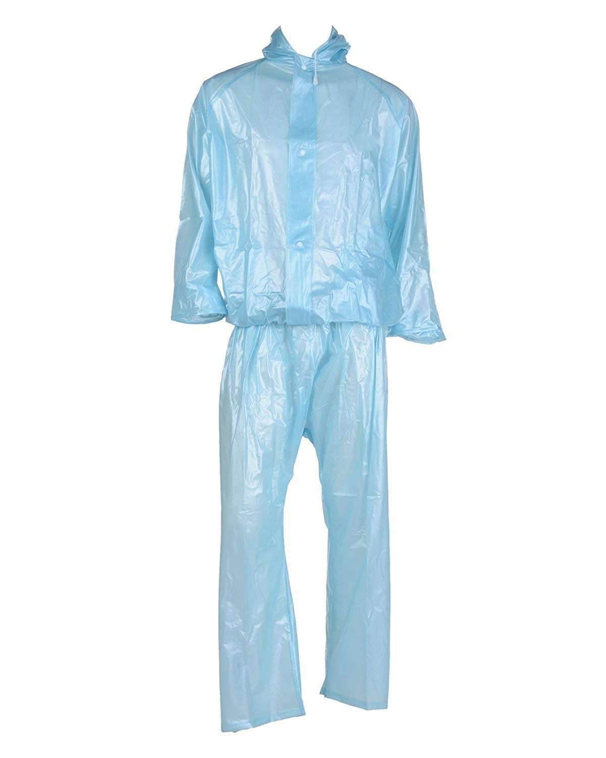 V3E Women's Transparent Heavy PVC for Bikers |Waterproof Rainwear|Transparent Rainsuit (Sky Blue Transparent, X-Large) 1