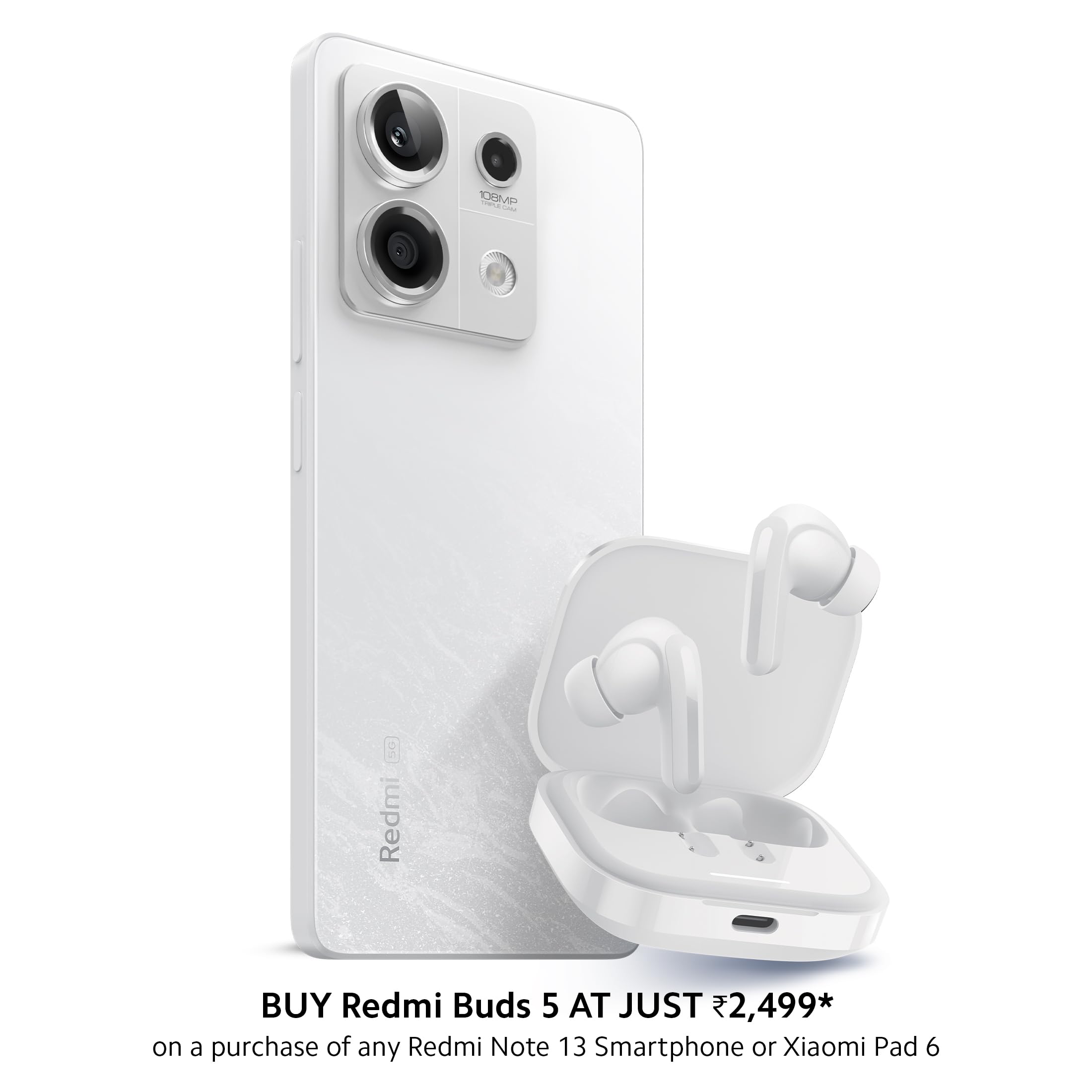 Redmi Note 13 5G (Arctic White, 12GB RAM, 256GB Storage) | 5G Ready | 120Hz Bezel-Less AMOLED | 7.mm Slimmest Note Ever | 108MP Pro-Grade Camera 2