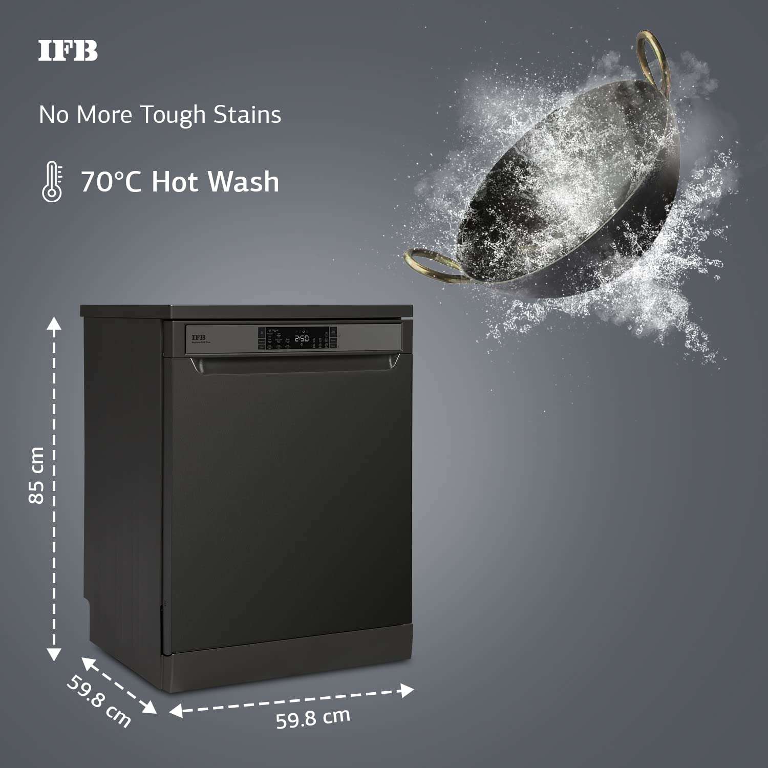 IFB 16 Place Settings â€ŽHot water wash Free Standing Dishwasher (Neptune VX2 Plus, Inox Grey, In Built Heater with Turbo Drying, Perfect for Indian Utensils) 4