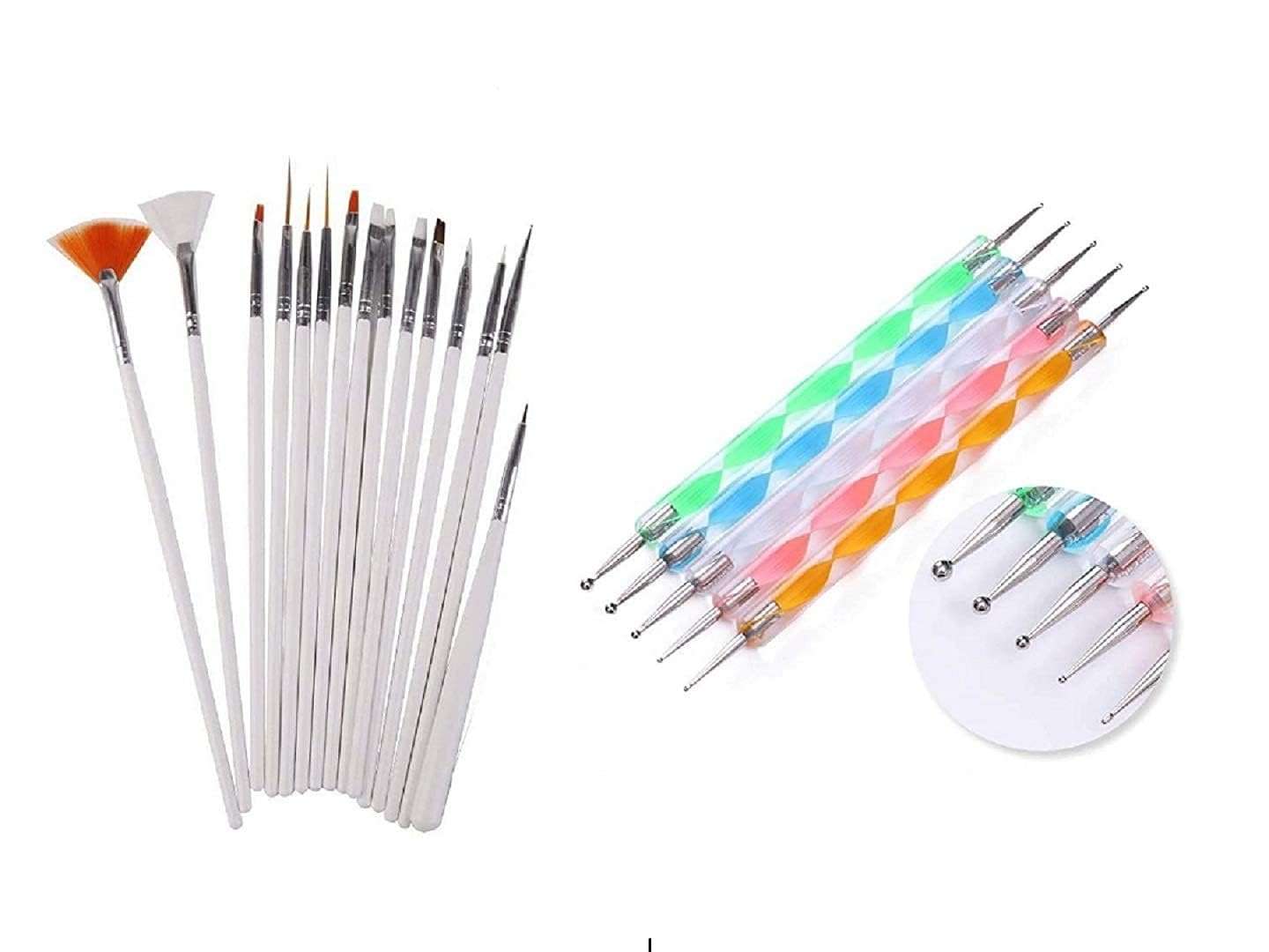 ZemGlam 0 Pcs Nail Art Brushes, Nail Art Design Painting and Drawing UV Polish Brush Tool Kit,Dotting Tool, Acrylic Nail Art Design Painting Tool Pen Polish Nail Brush Set (Set of 20) 5