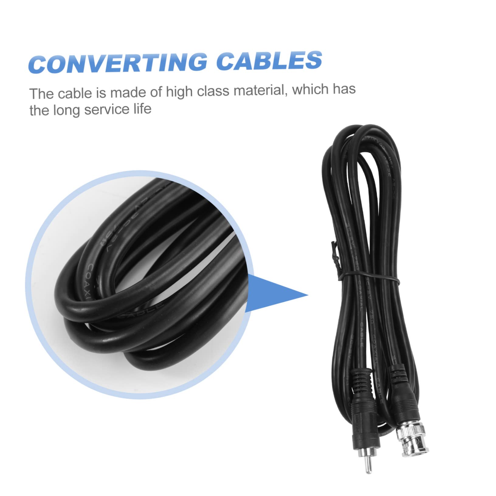 HOMSFOU 2pcs BNC to AV Video Converter Cable 1m & 2m Coaxial Adapter for CCTV Cameras to TV Efficient Video Converting Wire Accessory 5