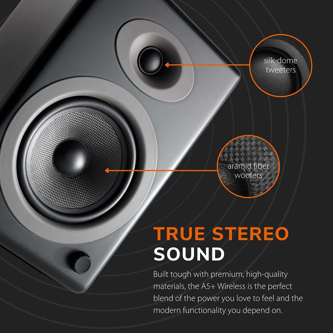 Audioengine A5 Black 150W Powered Bluetooth Bookshelf Speakers and 250W S8 Black Subwoofer 5