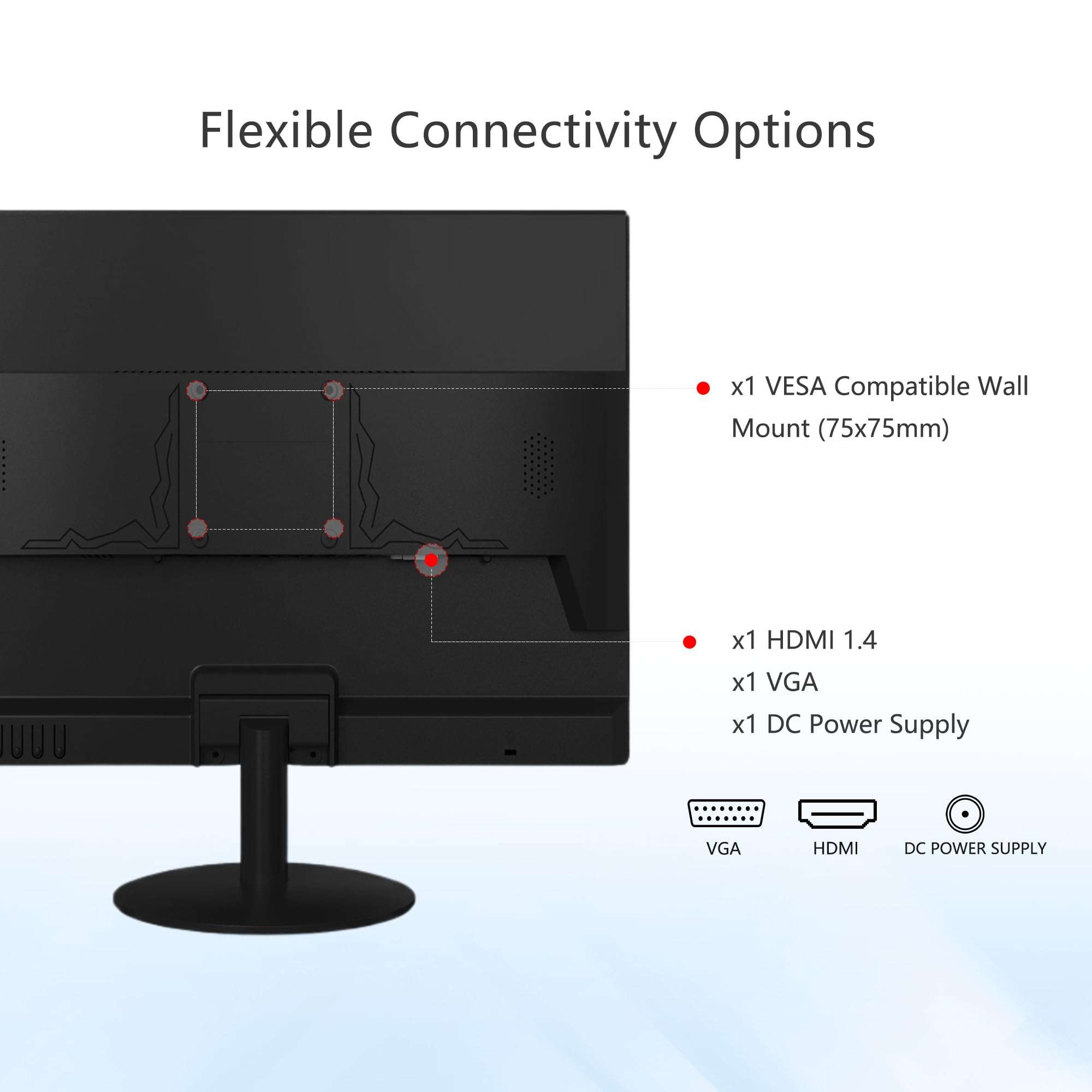 SKitphrati 17" Monitor Square Monitor 1280 X 1024 with 45% sRGB Color Correction and 5:4 Aspect Ratio, 75 Hz, VESA Mountable, VGA, HDMI, TN Panel 6