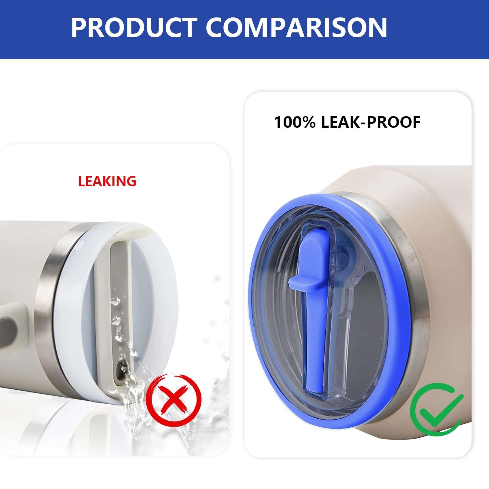 Stanley Replacement Leak Proof Tumbler Lid With Straw - Fit For 64oz Adventure Quencher and Quencher 2.0 (Denim, 40oz) 4